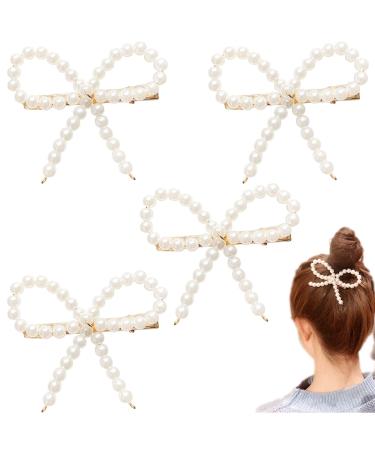 Hair clips with pearls and bow 4 pieces