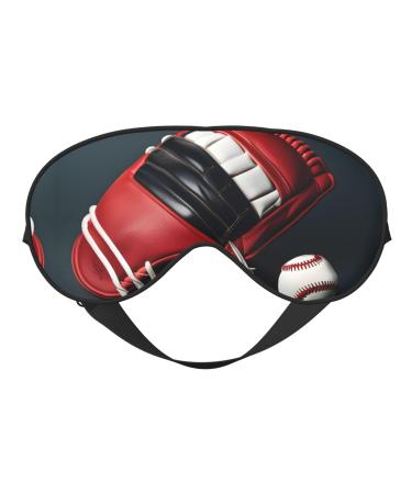 SSIMOO Baseball and Glove Print Double-Sided Eye Mask Soft and Light Blocking for Enhancing Sleep Quality Black