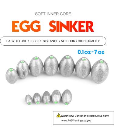 Atibin Oval Egg Lead Fishing Sinkers 1/2oz 15pcs Set | Removable Saltwater Shot Drop Weight Sinker Kit - Buy Online on GoSupps.com