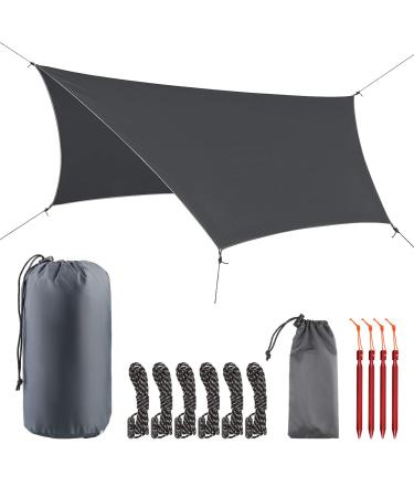 TAHOE TRAILS Hammock Rain Fly - Camping Tarp, The Tent Tarp is Waterproof Rated at 3000MM - Hammock Tarp Includes Aluminum Stakes and Guy Lines. Ultralight and Ultra-Durable