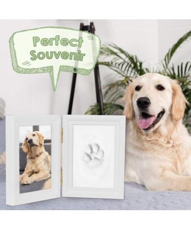 AUTOWT Pet Paw Print Keepsake Kit Dog Memorial Picture Frame with Imprint Clay Personalized Ornament Gifts for Dogs Cats Pet Lover (White) - Buy Online on GoSupps.com