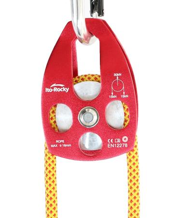 Ito Rocky 30kN & 32kN CE Certified Large Rescue Pulley Single & Double Sheave with Swing Plate Red - Buy Online on GoSupps.com