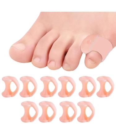 10pcs Gel Toe Separators for Overlapping Toes Thumb Tail Finger Ring Nursing Pad Split Toe Corrector Fixator Pinky Toe Bunion Spreaders Straightener for Women and Men (Flesh)