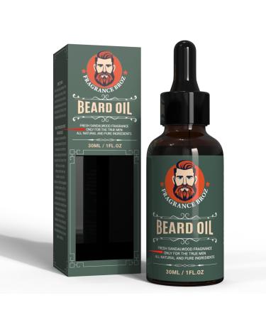 Beard Oil | 1 fl oz | Natural Moisture and Soften Your Beard To Help Relieve Beard Itch & Support Beard Growth (Sandalwood)