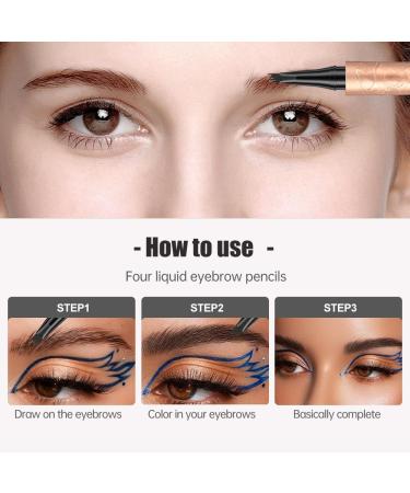 3D Microblading Eyebrow Pencil Waterproof with 4 Fork Tip for Natural Eyebrows Precise Pencil for Women and Beginners Long Lasting for Daily Use (Light Brown) - Buy Online on GoSupps.com