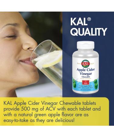 KAL Chewable Tablets Apple Cider Vinegar 500 mg 60 Count - Buy Online on GoSupps.com