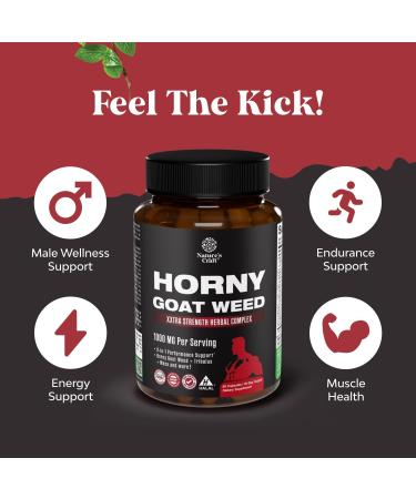 Horny Goat Weed for Men - Extra Strength Male Supplement with Black Maca Root, Tongkat Ali, Saw Palmetto & Panax Ginseng Extract for Stamina & Energy - 60 Capsules - Buy Online on GoSupps.com