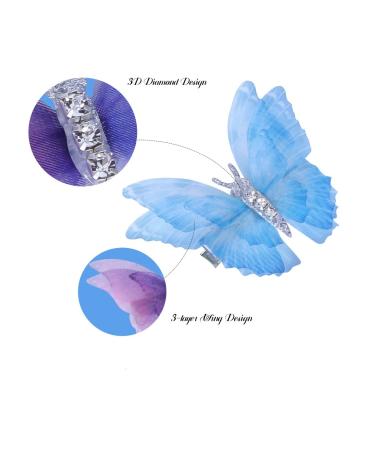 16-Piece Glitter Butterfly Hair Clips for Girls and Women - Silver/Diamond - Chiffon Fairy Wings Hair Accessories - Buy Online on GoSupps.com