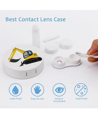 Excavator Cartoon Round Case For Contact Lens Kit Storage Box with Mirror Printed - Buy Online on GoSupps.com