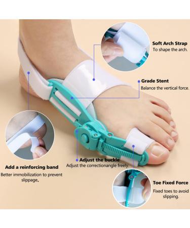 Bunion Corrector for Men & Women | Big Toe Separator for Pain Relief | Orthopedic Toe Straightener with Anti-Slip Heel Strap - Blue - Buy Online on GoSupps.com