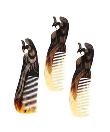 Plafope 3 pieces phoenix horn comb smooth hair comb women massage comb natural comb oxenhorn hair crest ladies kamm creative ridge multi -purpose comb oxenhorn comb scalp