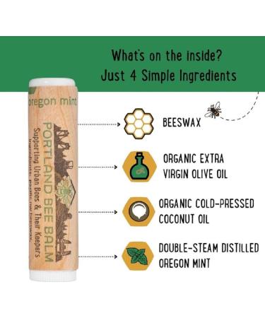 Portland Bee Balm Oregon Mint Lip Balm - All Natural Handmade Beeswax Formula - 3 Count - Buy Online on GoSupps.com