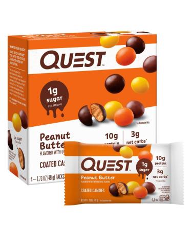 Quest Nutrition Coated Candies Chocolatey Peanut 1g Sugar 10g Protein 4g Net Carbs Gluten Free Keto Friendly 4 Count Chocolatey Peanut 4 Count