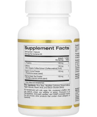 Buy California Gold Nutrition TheanineUP L-Theanine Caffeine Cocoa & Matcha 60 Veggie Capsules for Optimal Relaxation & Focus - Buy Online on GoSupps.com