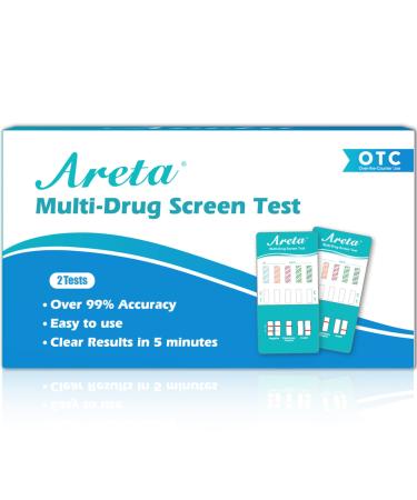 (2 Pack) Areta 5 Panel Dip Test Kits - Instant Urine Testing Multipanel Screen Test- Detecting Metabolites of THC OPI AMP COC MET - #ADTP-254 2 Count (Pack of 1)