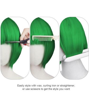 AOMIG Short Bob Wig for Women 3 Pack Short Green Bob Wigs Set with 2 Wig Cap Neon Fancy Dress Accessory Cosplay Party Wig Synthetic Straight Wig for Daily Halloween Decorations Green/B - Buy Online on GoSupps.com