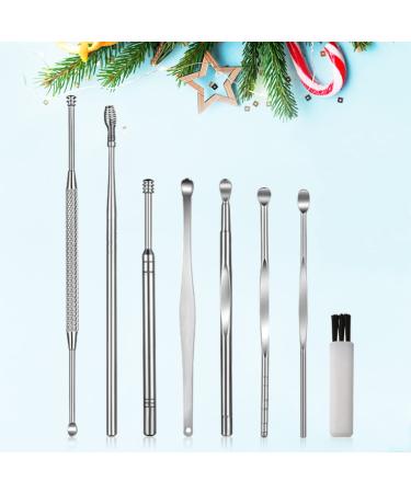 8 Pcs Ear Wax Removal Kit Professional Ear Pick Earwax Remover Tool Ear Spoon Set Reusable Ear Cleaners Medical Grade Stainless Steel Ear Curette Earpicks Wax Remover with Cleaning Brush & Storage Box
