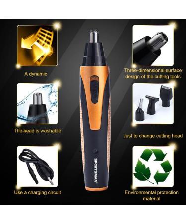 4 in 1 Nose Hair Trimmer - USB Rechargeable Facial Hair Shaver & Eyebrow Beard Remover for Men - Buy Online on GoSupps.com