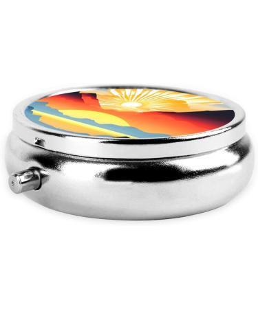 Bright Sunrisers Round Pill Box - 3 Compartment Organizer | Portable Travel Pill Box for Easy Medication Management - Buy Online on GoSupps.com