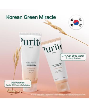 PURITO Oat Velvet Duo Calming Gel Cream & Exfoliating Facial Polish Non-comedogenic Formula Moisturizer Cleanser Mild Korean Skincare for All Skin Types 3.38+5.07 fl.oz Oat Duo - Buy Online on GoSupps.com