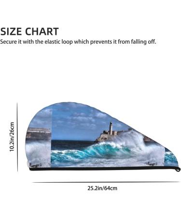 Hair Towel Wrap - Quick Drying Towel Turban with Button | Lighthouse in Havana Design - Buy Online on GoSupps.com