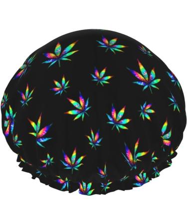 Tie Dyes Weed Leaf Shower Cap | Reusable Hair Protection Bonnet | Waterproof Bathing Hat - Buy Online on GoSupps.com