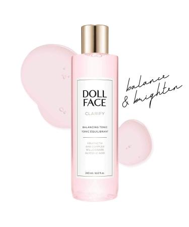 Doll Face Clarify Balancing Toner Glycolic Acid Willow Bark and Enzymes for Facial Soothing Facial Toning 8oz - Buy Online on GoSupps.com