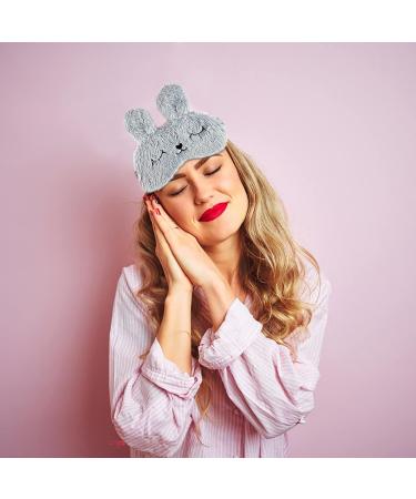 ULIFEMALL Cute Rabbit Sleeping Mask - Soft Fluffy Plush Bunny Blindfold for Kids Girls Boys, Women - Novelty Eye Mask for Night Nap, Travel, Meditation - Grey - Buy Online on GoSupps.com