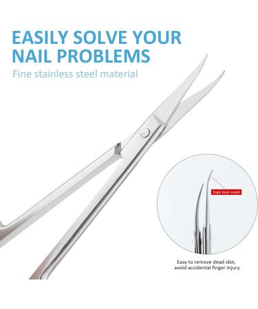 Qunzhao Cuticle Scissors for Women and Men Curved Stainless Steel with Tip Grooming Blades Manicure Nail for Dry Skin Nail Scissors (1) - Buy Online on GoSupps.com