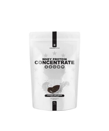 Canadian Protein Whey Concentrate 24g of Protein | 1 kg of Cookie and Cream Flavored Low Carb Keto Friendly Workout Recovery Drink | Protein Powder Rich in BCAA Amino Acids