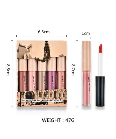 Matte Liquid Lipstick Set - Waterproof Mini Long-lasting Lip Gloss | Non-Feathering Cup Lipstick Gift Box - Beauty Makeup Set in Nude Palette - Buy Online on GoSupps.com