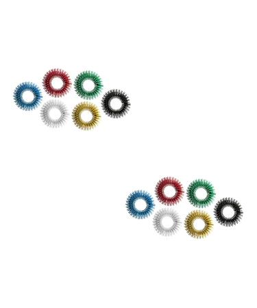 Healeved 12 STK massage roller spiked tape spiky finger rings children's toys toys acupressure ring stress relief mini tool spring massage device elementary school