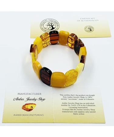 Natural Baltic Amber Stretch Bracelet - Handmade Multicolor Amber Jewelry from Certified Amber Beads - Buy Online on GoSupps.com