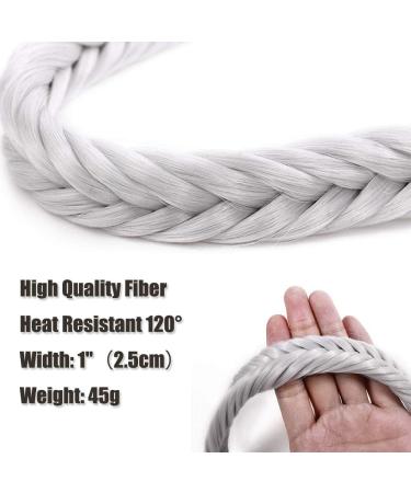 Synthetic Hair Plaited Headband Fishtail Elastic Hair Band Braid Headwear Hair Scrunchie Headband For Girls Women Accessories Fluffy Silver Grey - Buy Online on GoSupps.com