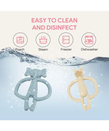 Clundoo Baby Biting Toys - Silicone Elephant & Rabbit Dental Aids for 3-24 Months - Soothe Sore Gums with Comfortable Bite Rings - Buy Online on GoSupps.com