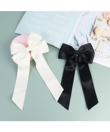 2 Pack Bow Hair Clips Black Hair Bows for Women Girls Large Bow Clips Hair Barrette Hair Accessories(Black Beige) - Buy Online on GoSupps.com