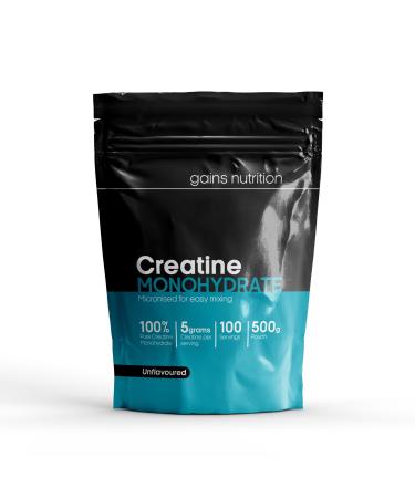 Creatine Monohydrate Powder 500g 100 Servings Unflavoured 100 Servings (Pack of 1)