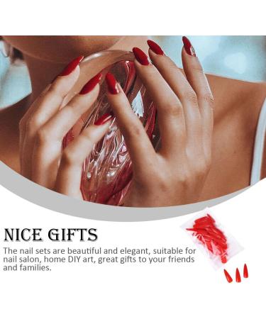 dijiusidy 1 Set Press on Nails Almond Fingernails Stick Solid Color Full Cover Art Decals Salon Supplies DIY Decorations No.6 red - Buy Online on GoSupps.com