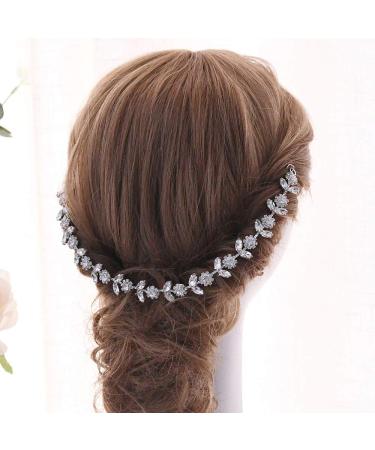 Topqueen Pearl Bride Hair Tiara | Rhinestone Bridal Jewelry Headband | Wedding Hair Accessories for Women & Girls (Silver-Organza White) - Buy Online on GoSupps.com