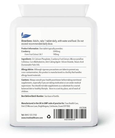 Cranberry Supplement 5040mg - 90 Vegan Tablets - High Strength Extract - One-a-Day Tablet - 3 Month Supply - Buy Online on GoSupps.com