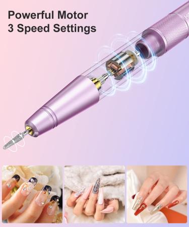 HEBECA Electric Nail Drill Cordless 12 in 1 - Professional Rechargeable Manicure Pedicure Kit for Natural Acrylic Gel Nails - Perfect for Home Use or Beginners - Buy Online on GoSupps.com