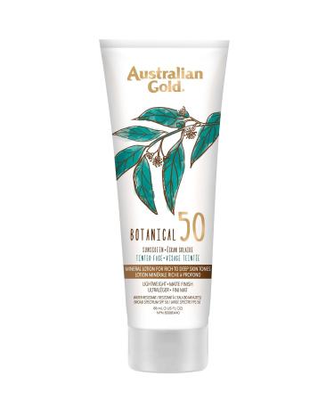 Australian Gold SPF 50 Botanical Tinted Face Mineral Sunscreen 3OZ Rich to Deep Skin Tone Mineral Suncreen