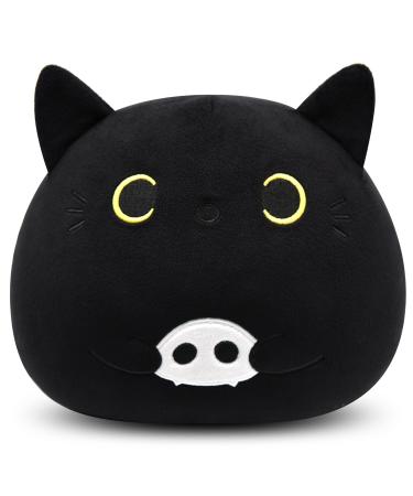 oGoDeal Black Cat Plush Toy 25x20 CM Soft Stuffed Animal Cat Plushie Pillow Toy for Kids Black Cat Stuffed Doll for Kids Birthday Christmas Home Decoration