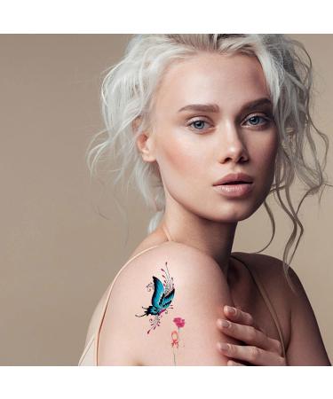 Watercolor Flowers Temporary Tattoos for Women - 30 Sheets Butterfly Body Art Stickers - Buy Online on GoSupps.com