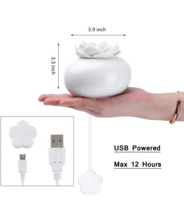 YJY Lotus Ceramic Essential Oil Diffuser | USB Aromatherapy Humidifier for Bedroom & Office | Auto Shut-Off, 7 Colors LED Light | Cute & Small (White) - Buy Online on GoSupps.com