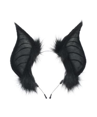 jojobasec Cats Bat Fauxs Furs Ears Headbands Cute Halloween Fancy Dress Cosplays Costume Handmade Animal Furry Ears Hair Hoop Women