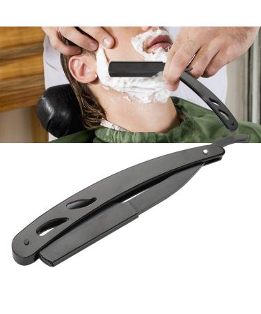 Premium All Black Stainless Steel Barber Razor Holder - Manual Beard Knife Holder for Men - Ideal for Barbershops - Buy Online on GoSupps.com