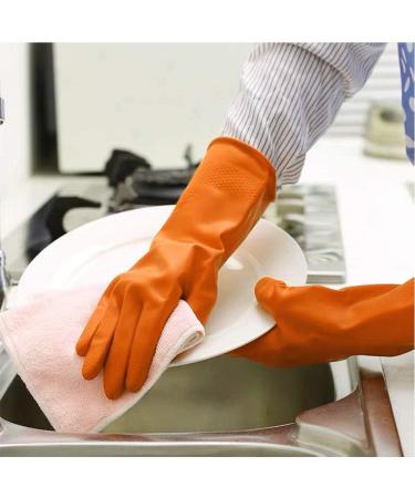 Holoras Reusable Household Gloves Rubber Kitchen Dishwashing Gloves 3 Pairs Orange - Buy Online on GoSupps.com
