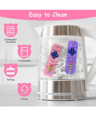Buy Aolso Baby Biting Toys - 2-Piece Silicone Remote Control Teething Rings & Pacifier Clips (Pink/Purple) - Safe & Durable for Teething Relief - Buy Online on GoSupps.com