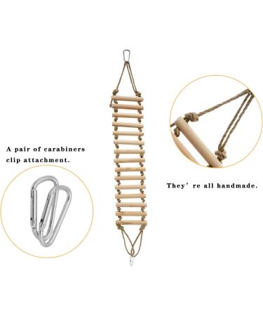Seaokais Wooden Rope Ladder for Birds | 15.7 x 3.9 | 2 Aluminum Carabiners Clips | Bird Cage Accessories - Buy Online on GoSupps.com